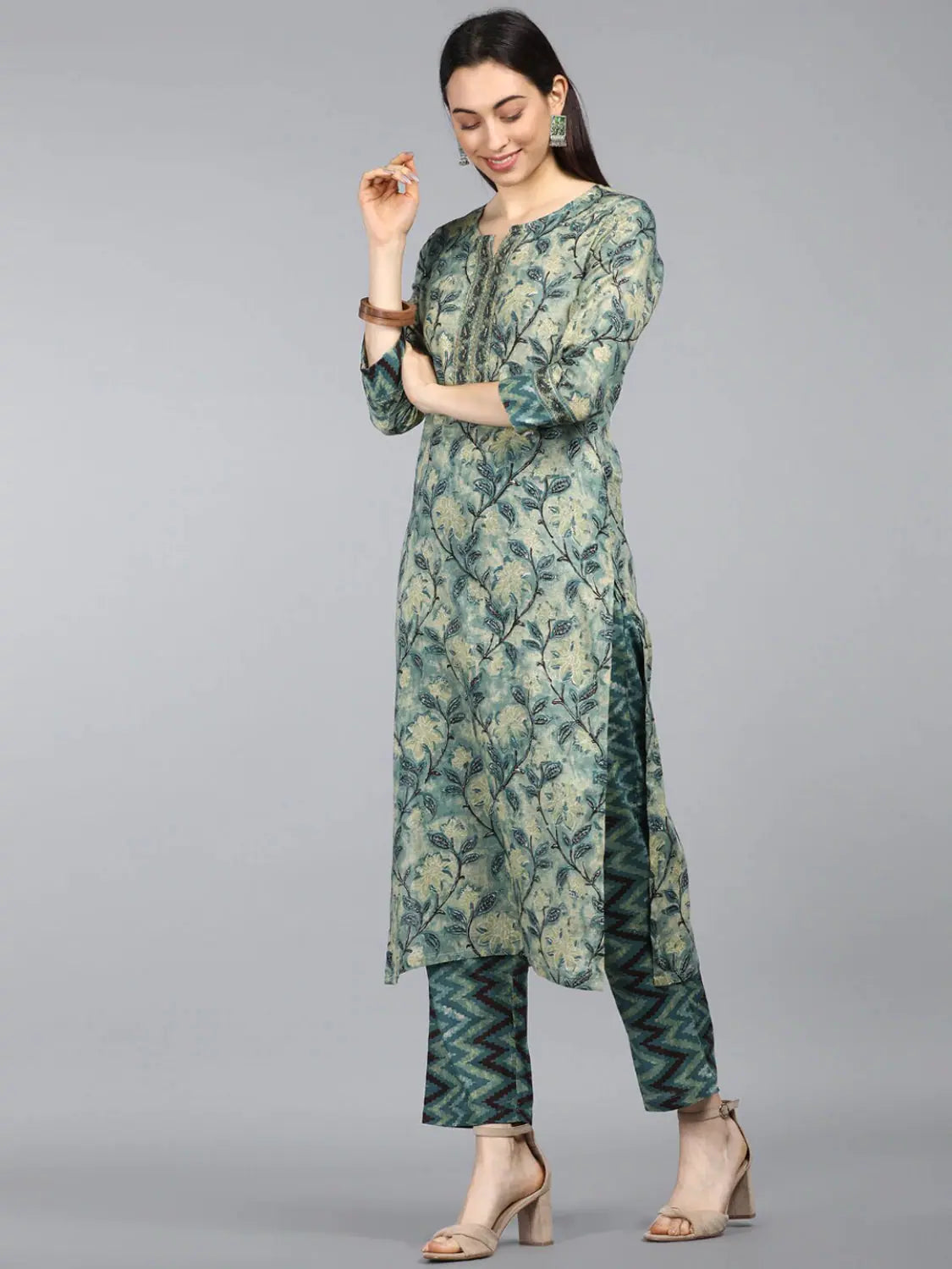 Printed Cotton Blend Kurta Set with Dupatta | Designer Sets