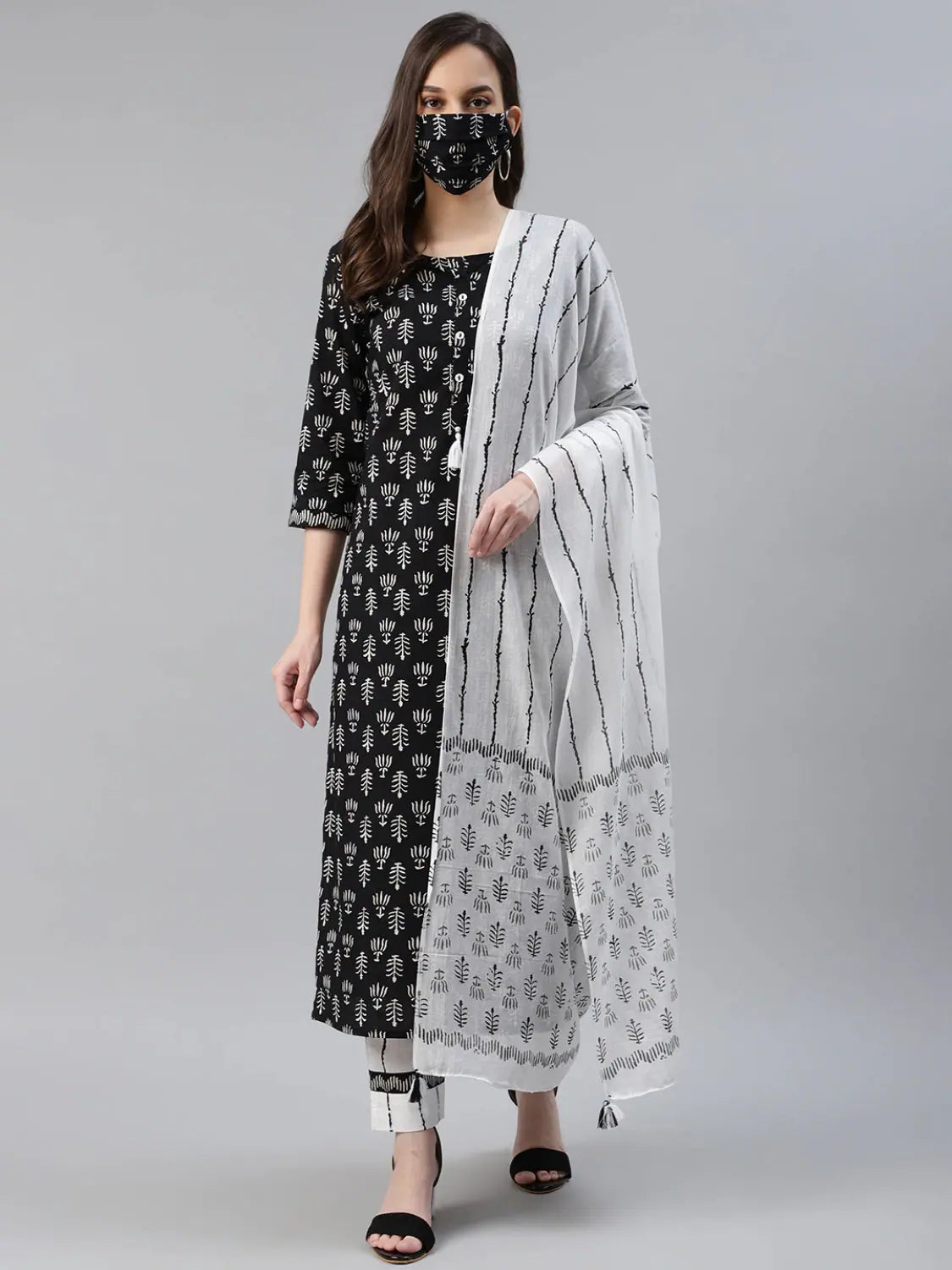 Printed Cotton Kurta Pant Dupatta Set | Women's Cotton Kurta