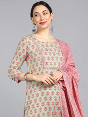 Cotton Printed Kurta Pant Dupatta Set-VKSKD1151E