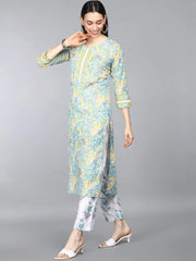 Pure Cotton Printed Kurta Pant Dupatta-VKSKD1101AB
