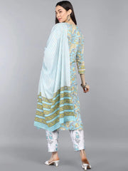 Pure Cotton Printed Kurta Pant Dupatta-VKSKD1101AB