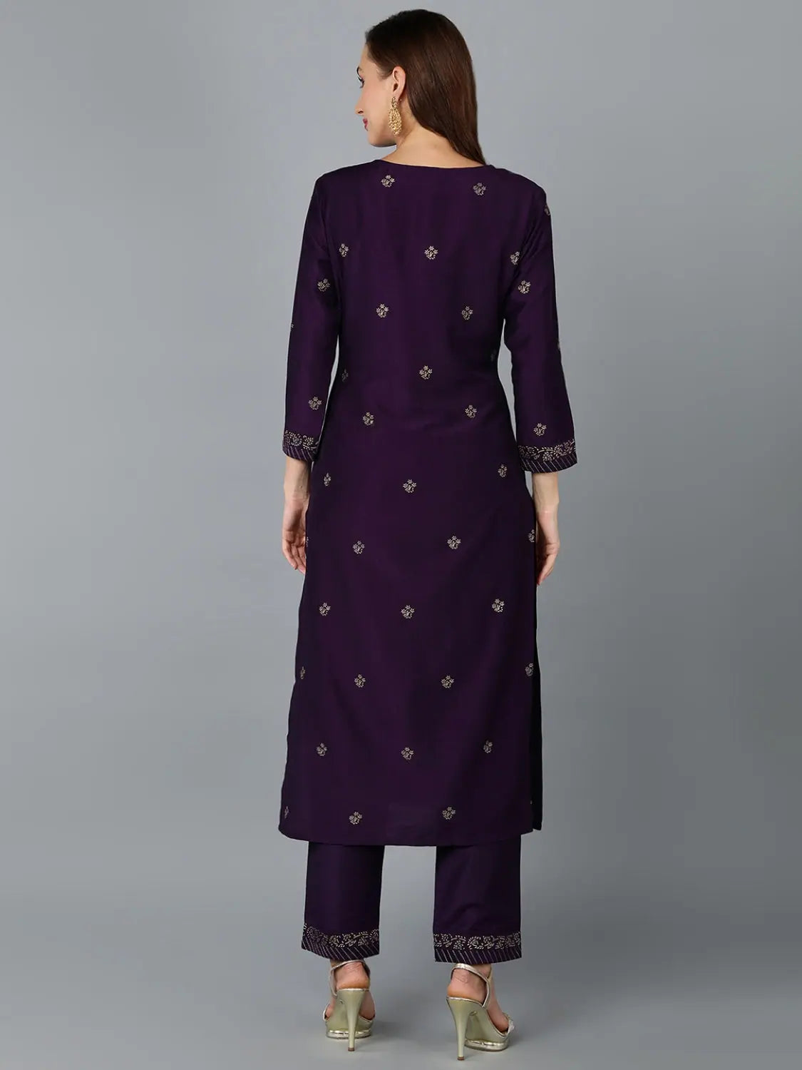 Purple Silk Blend Indian Kurta Sets with Pant | Designer Kurta