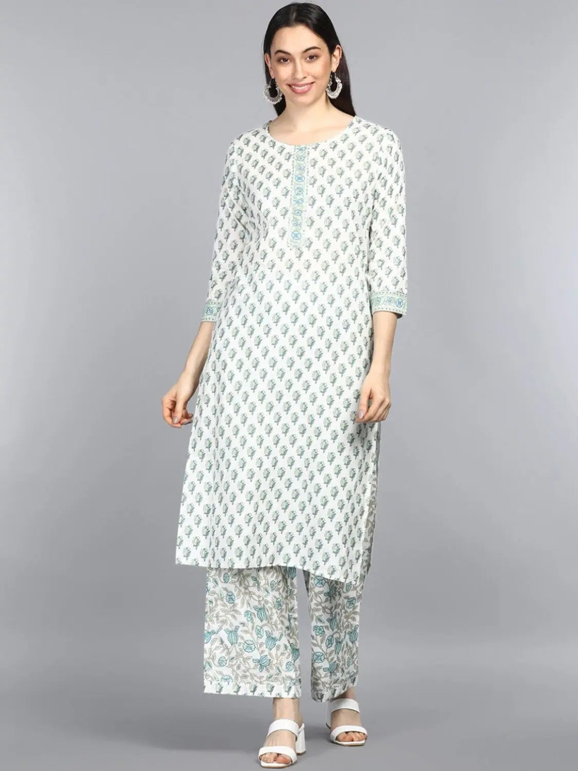 Cotton Blend Printed Kurta Pant Set-VKSET1141E
