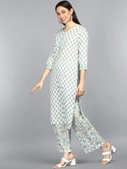Cotton Blend Printed Kurta Pant Set-VKSET1141E