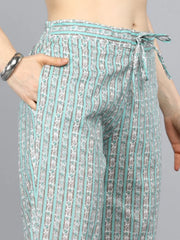 Pure Cotton Printed Kurta Pant Dupatta-VKSKD1140AB