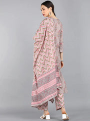 Cotton Blend Printed Kurta Pant Dupatta-VKSKD1134E