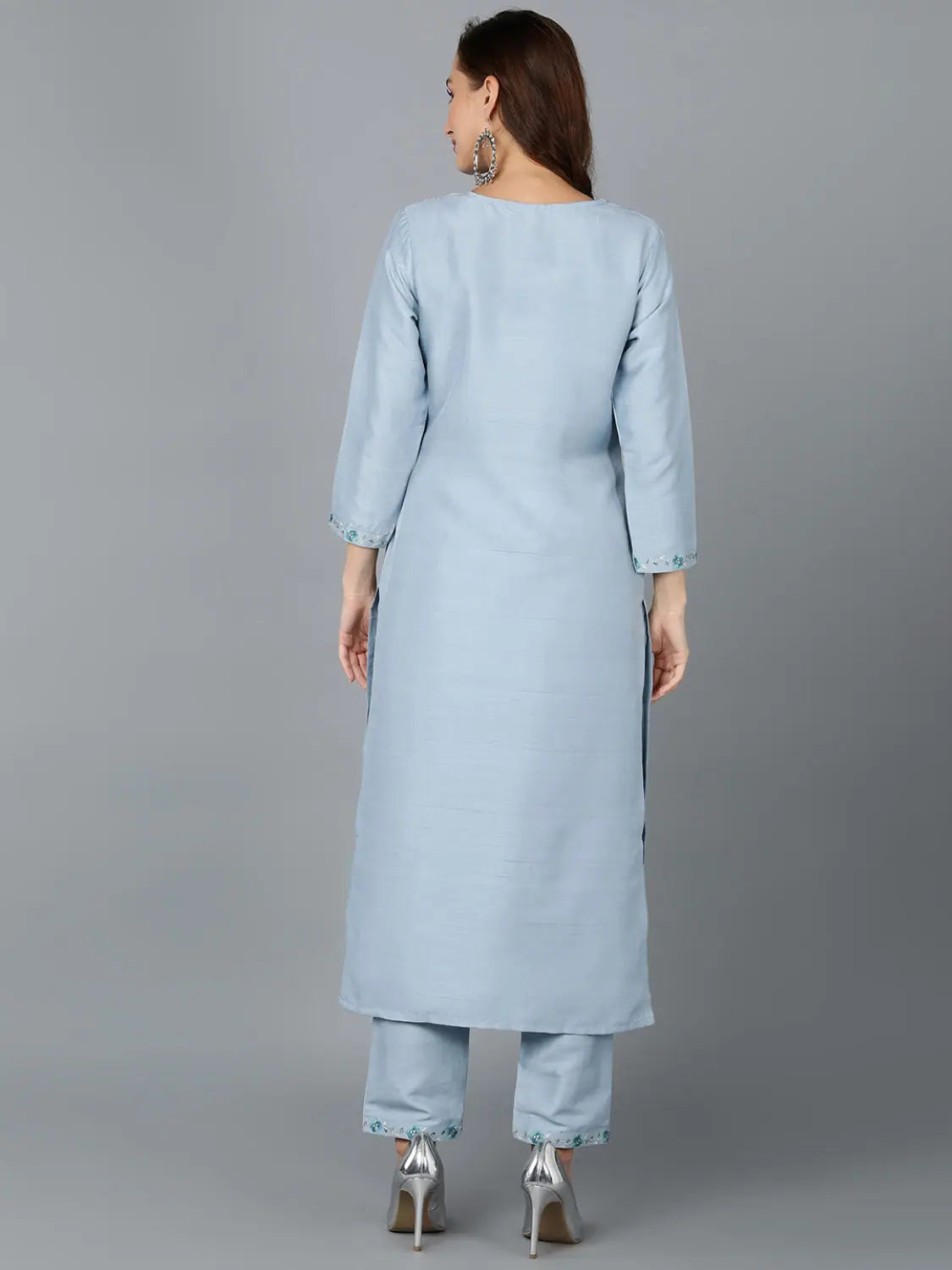 Silk Blend Light Blue Kurta Set | Traditional Indian Lehenga