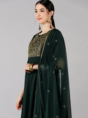 Pure Cotton Printed Kurta Trousers Dupatta-VKSKD1218AB
