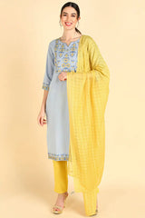 Cotton Printed Kurta Pant Dupatta Set-VKSKD1404