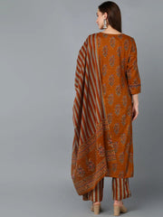 Women Cotton Blend Floral Printed Kurta-VKSKD1242A