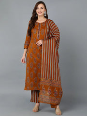 Women Cotton Blend Floral Printed Kurta-VKSKD1242A