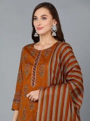 Women Cotton Blend Floral Printed Kurta-VKSKD1242A