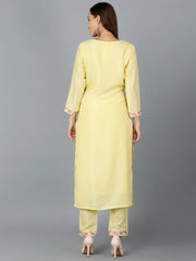 Women Silk Blend Embroidered Kurta With-VKSET1404A