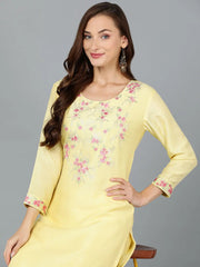 Women Silk Blend Embroidered Kurta With-VKSET1404A