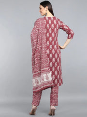 Cotton Blend Printed Kurta Pant Dupatta-VKSKD1030AB