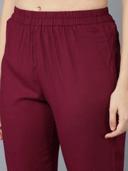 Silk Blend Embroidered Kurta Trousers With