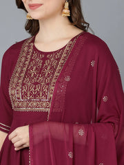 Silk Blend Embroidered Kurta Trousers With