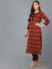 Women Brown Cotton Blend Ethnic Motifs