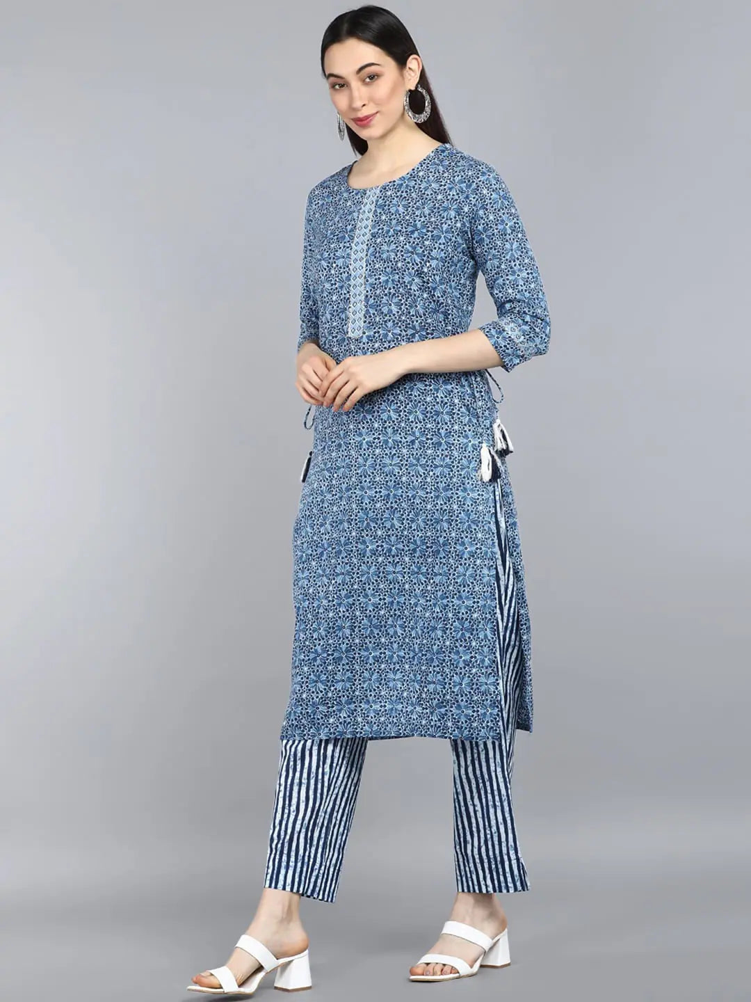 Pure Cotton Printed Kurta Set with Dupatta - Indian Kurta Sets