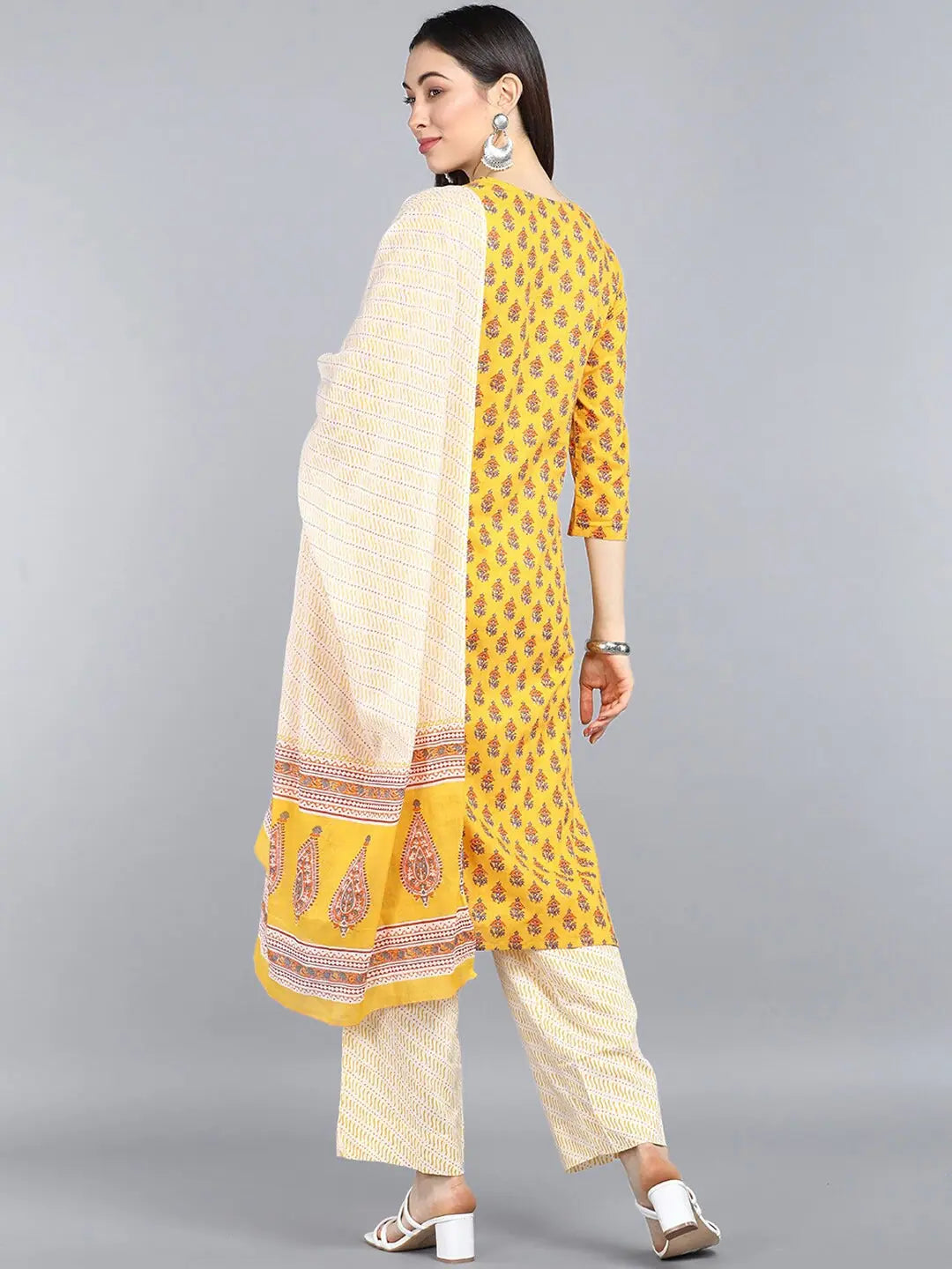 Stylish Cotton Blend Printed Kurta Set with Dupatta | Women's Kurta Sets