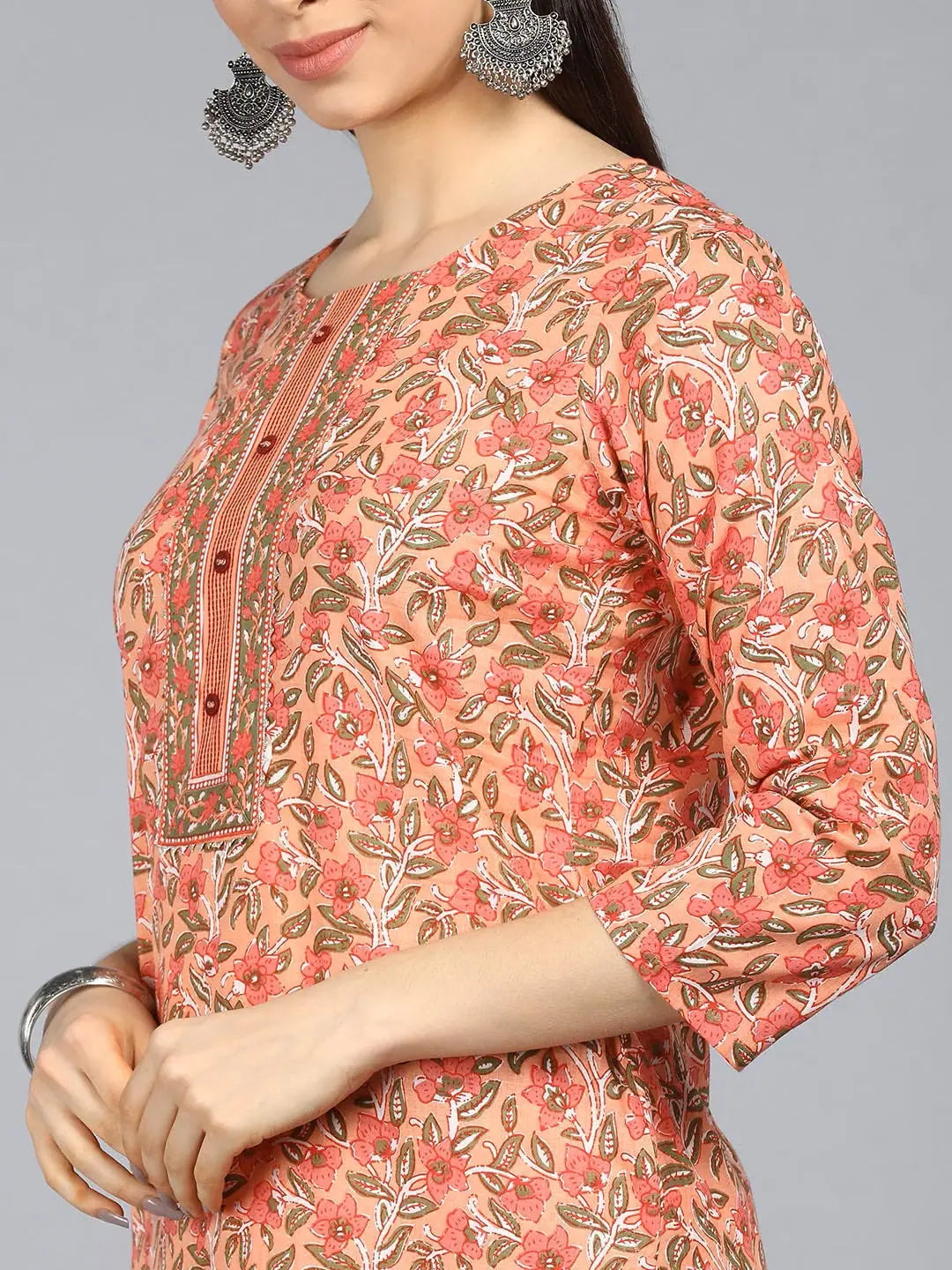Printed Cotton Blend Kurta Set with Dupatta | Women's Kurta - Style 1