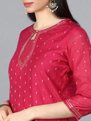 Cotton Floral Printed Kurta Trousers With-VKSKD1077B