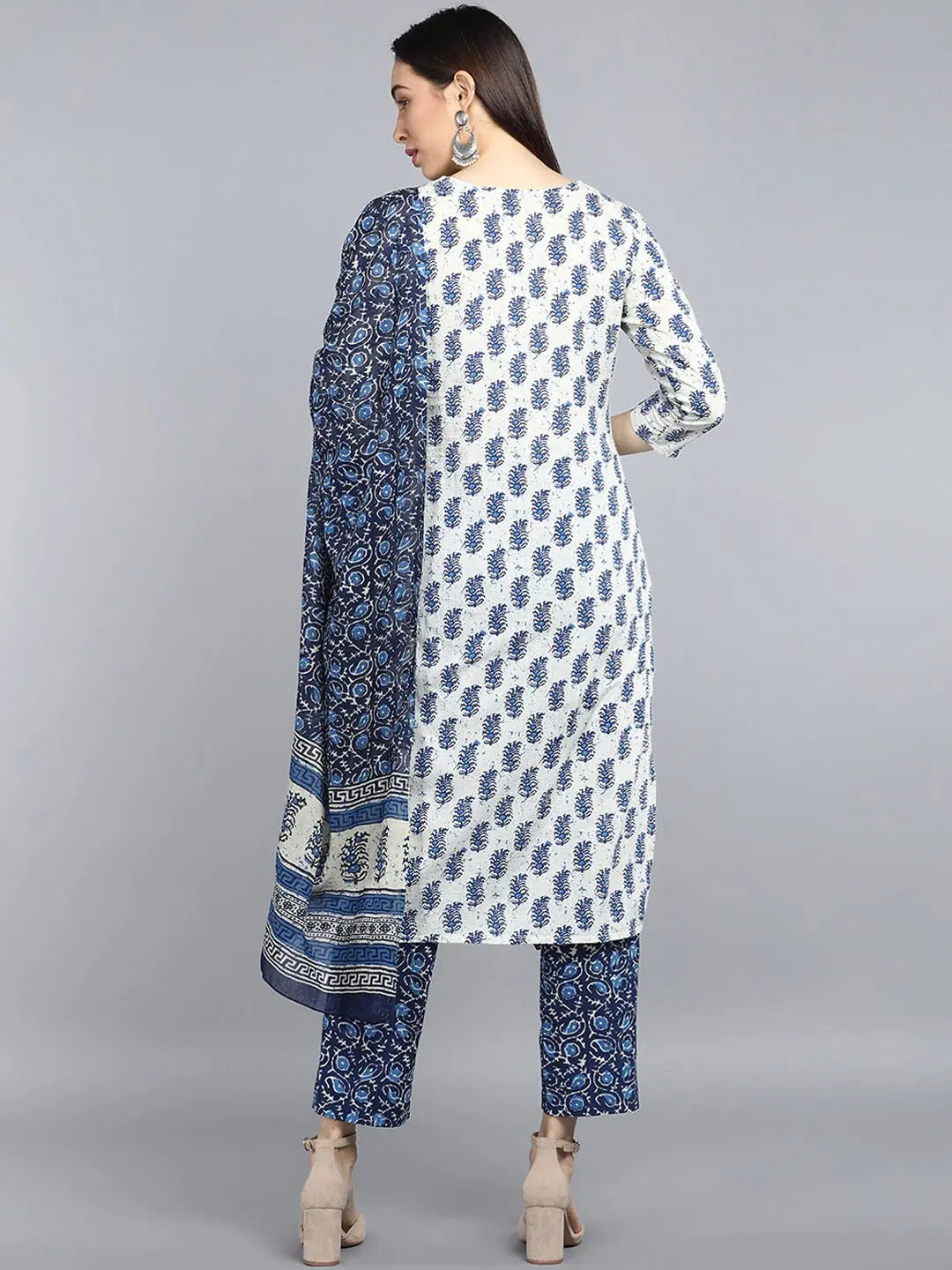 Printed Cotton Blend Kurta Set with Dupatta | Women's Kurta