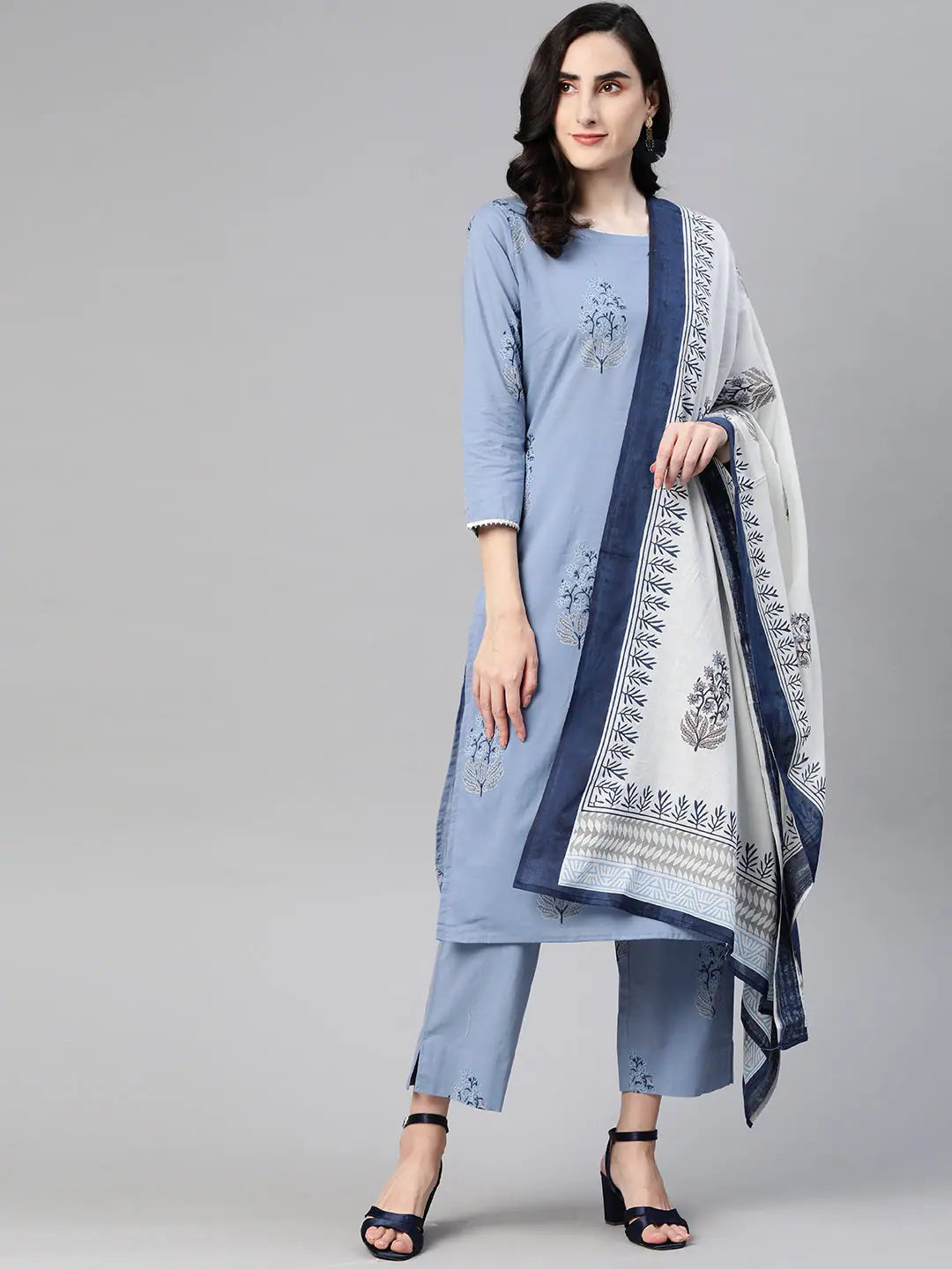 Women's Cotton Printed Kurta Trousers and