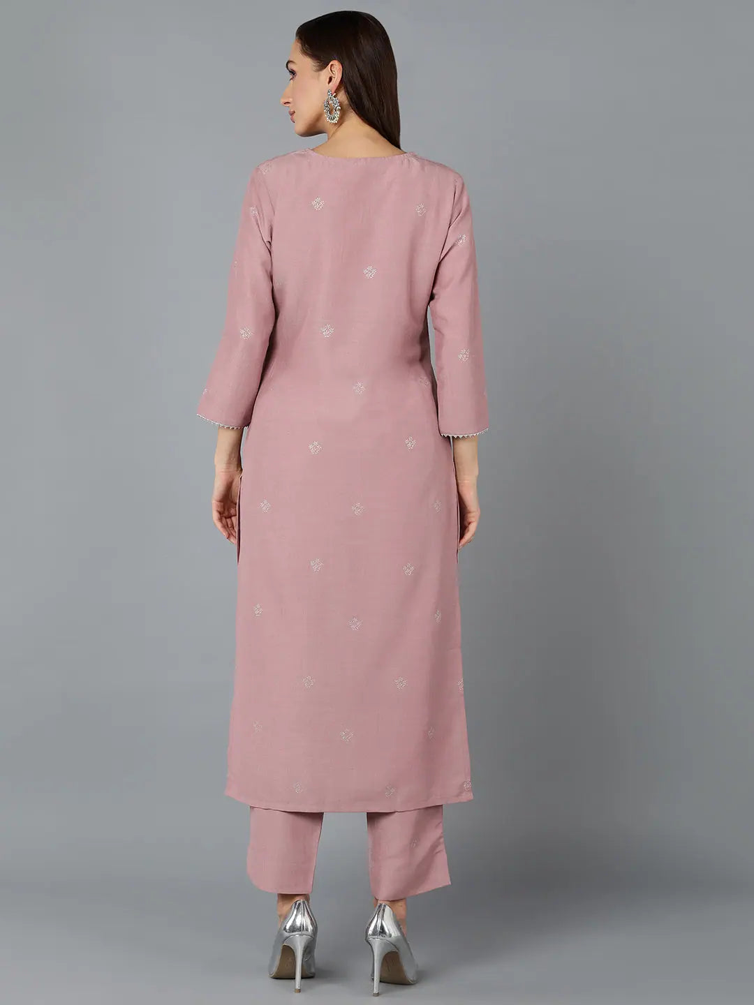 Mauve Silk Blend Kurta Set | Women's Designer Kurta Sets