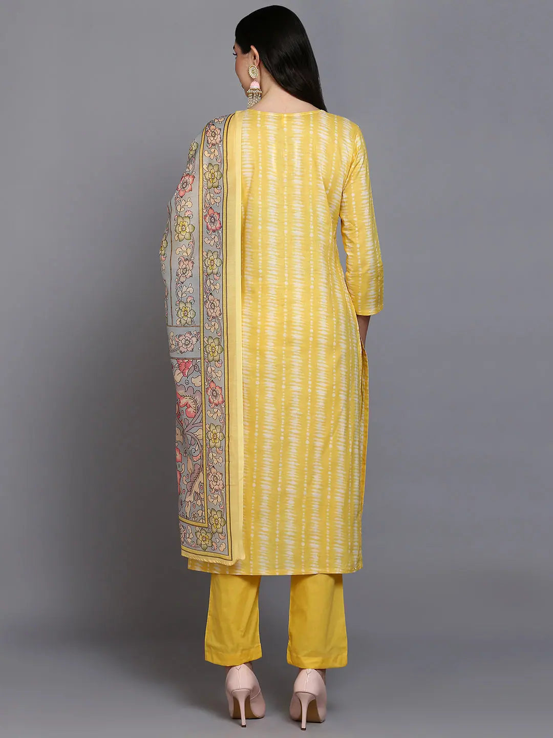 Cotton Printed Women's Kurta Set with Pant - Yellow Kurta