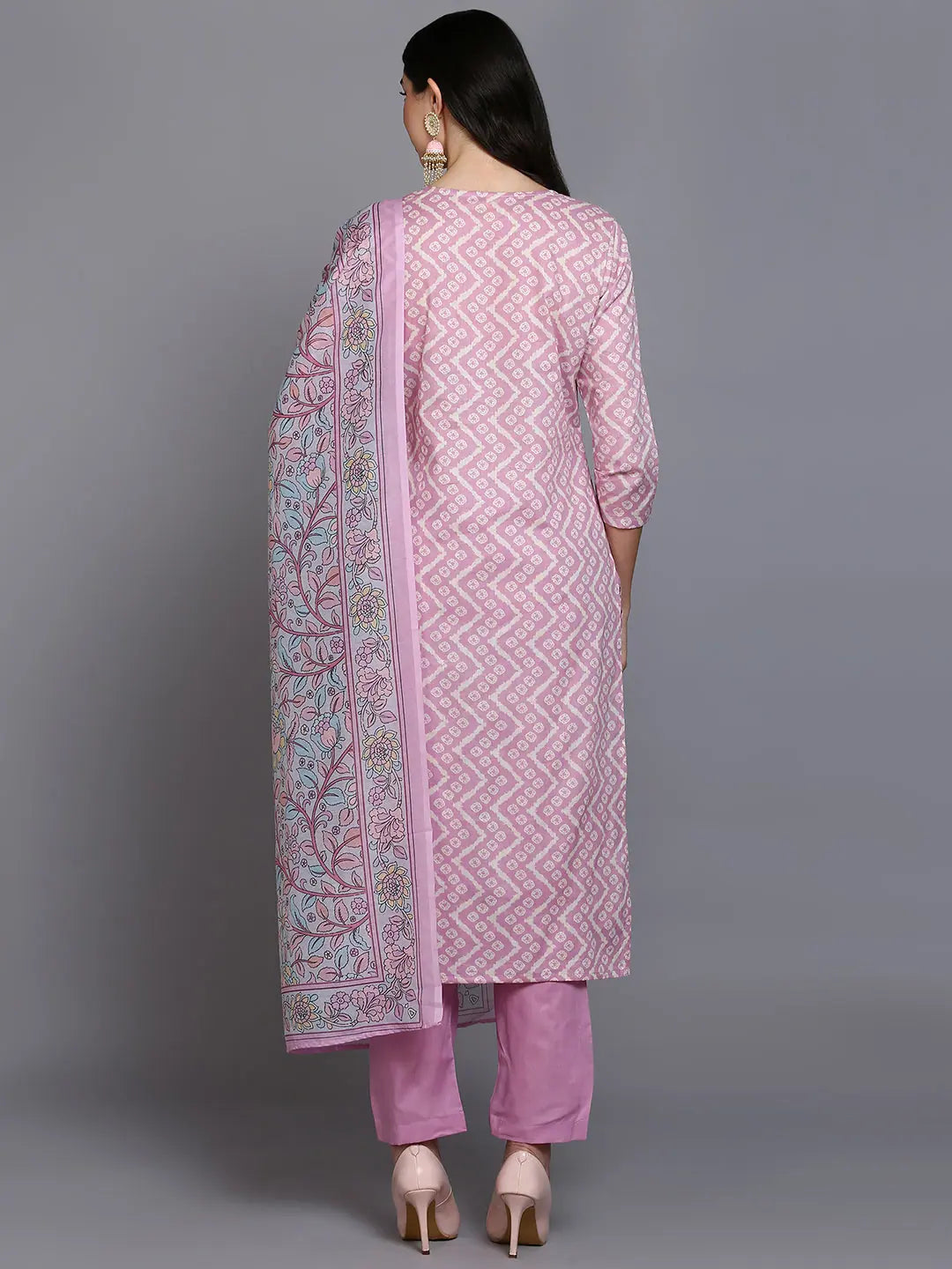 Pink Cotton Embroidered Suit: Festive Lehenga for Women's Style