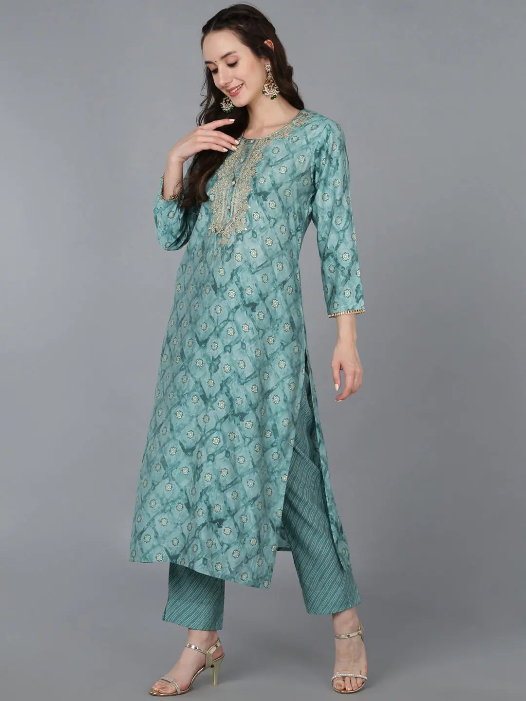 Silk Blend Embroidered Ombre Women's Kurta Sets - Indian Set