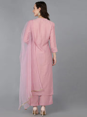 Women Silk Blend Embroidered Mirror Work-VKSKD1694