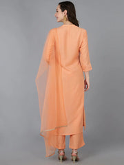 Women Silk Blend Embroidered Mirror Work-VKSKD1692