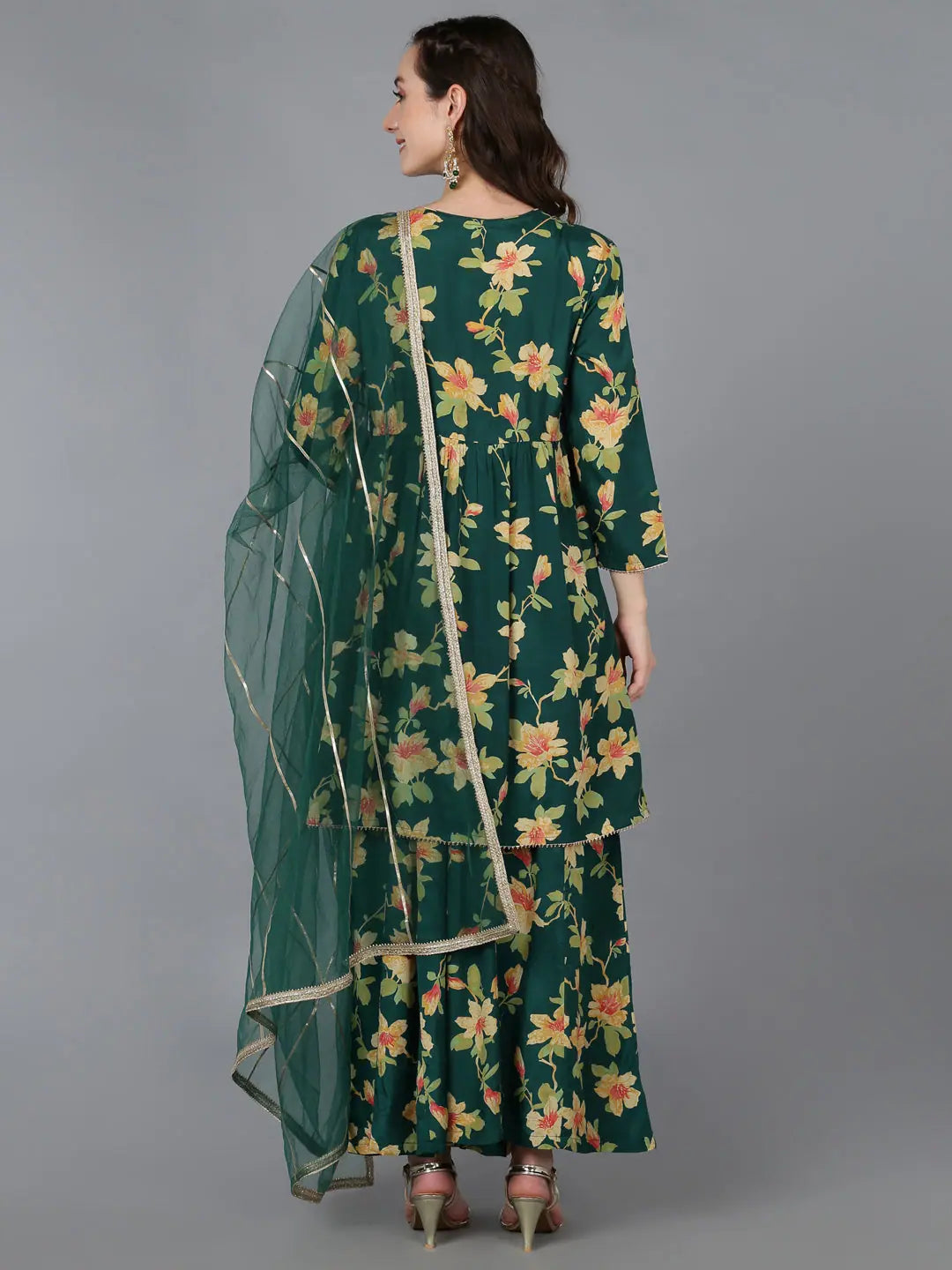Women's Chanderi Silk Embroidered Floral Printed Kurta Set