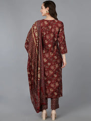 Women Silk Blend Embroidered Floral Printed-VKSKD1689
