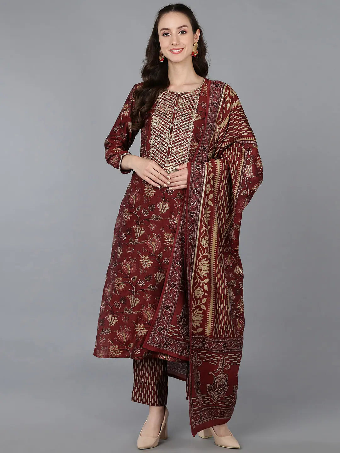 Floral Embroidered Silk Kurta for Women | Designer Kurta Sets