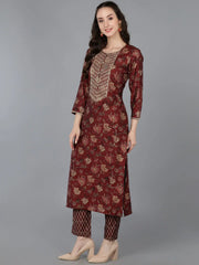Women Silk Blend Embroidered Floral Printed-VKSKD1689