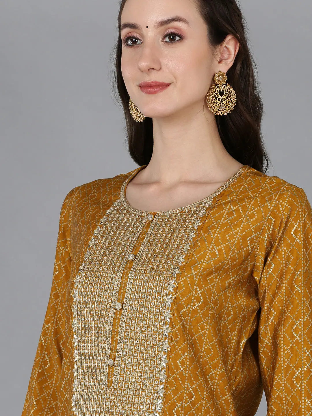 Embroidered Bandhani Silk Kurta | Women's Indian Kurta Sets