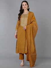 Women Silk Blend Embroidered Bandhani Printed-VKSKD1684