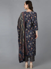 Women Silk Blend Embroidered Floral Printed-VKSKD1685