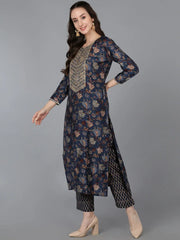 Women Silk Blend Embroidered Floral Printed-VKSKD1685