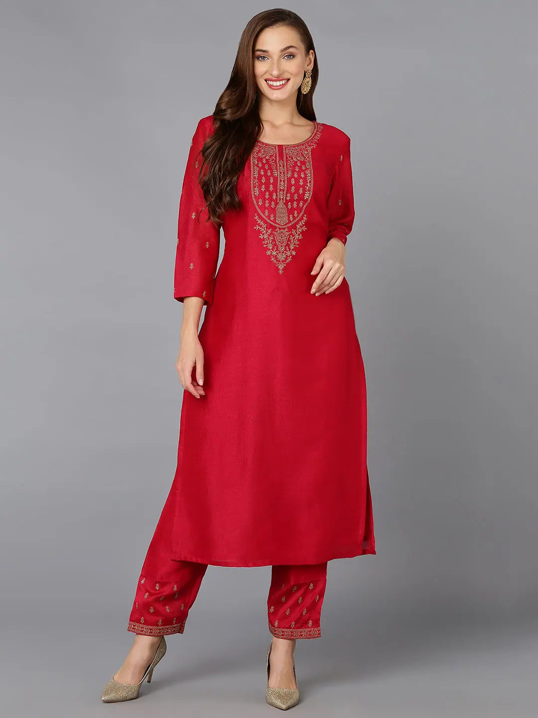 Rani Pink Embroidered Kurta | Women's Designer Lehenga Choli