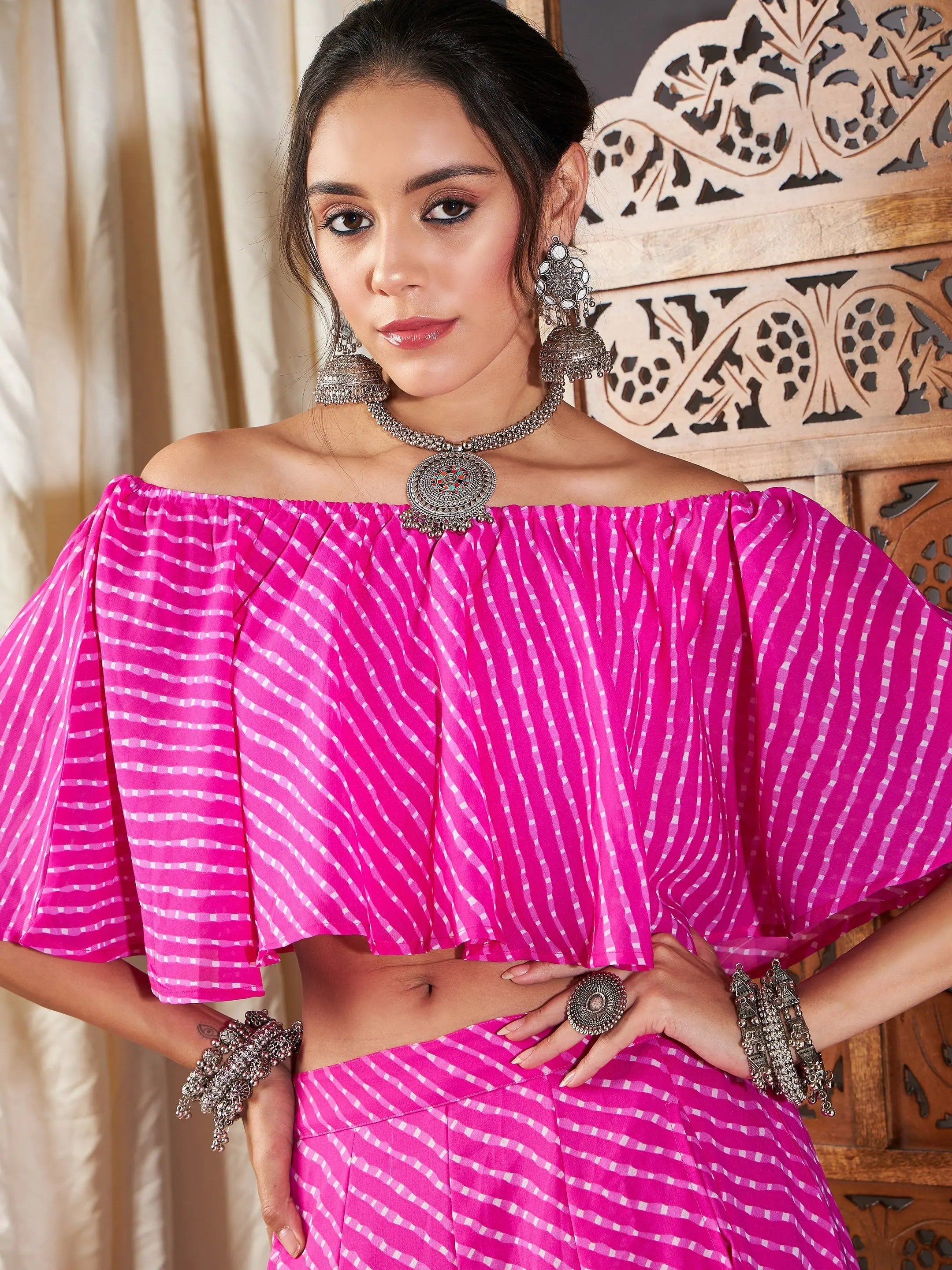 Pink Lehariya Lehenga Choli - Designer Lehenga for Women