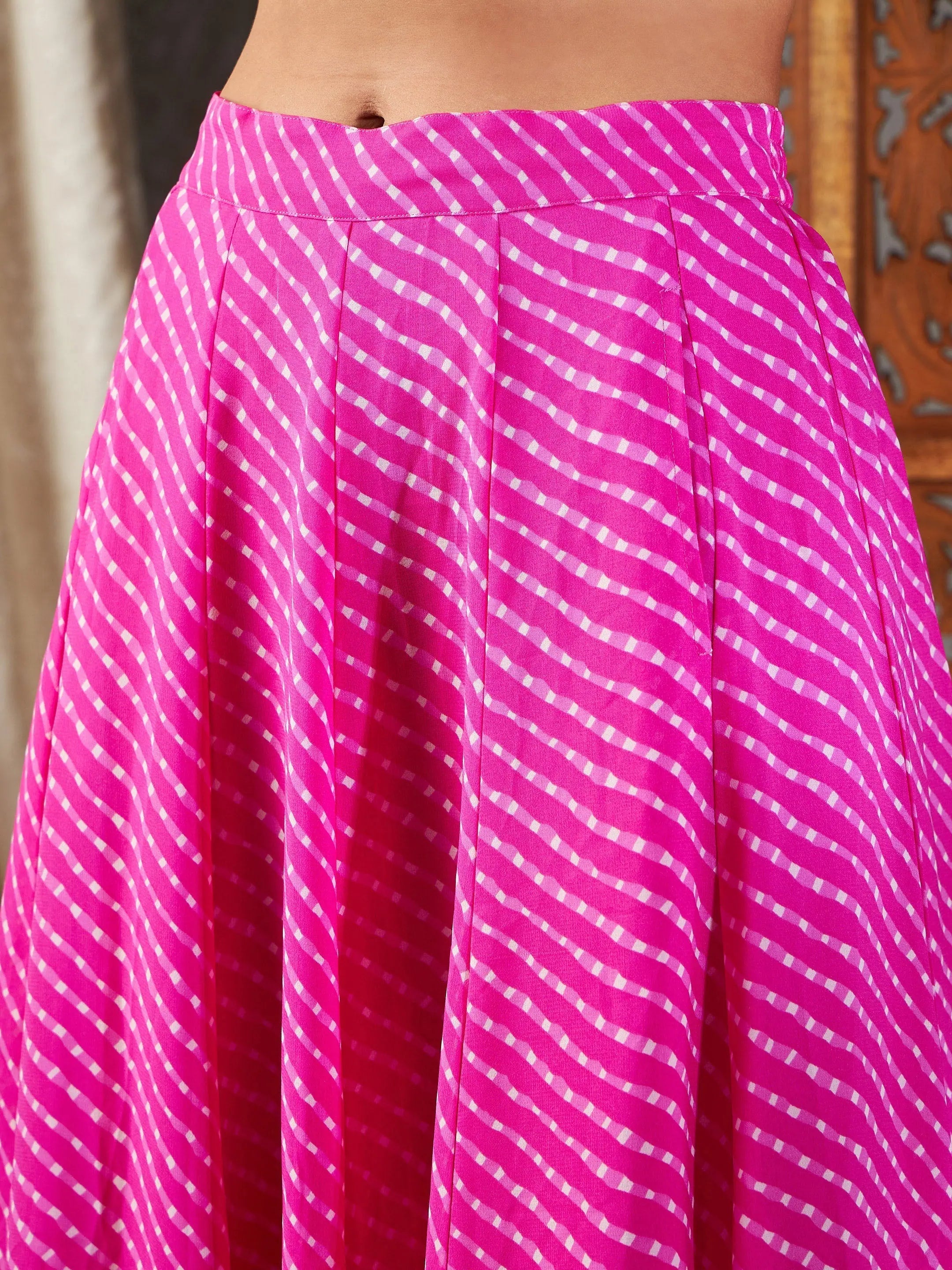 Pink Lehariya Lehenga Choli - Designer Lehenga for Women