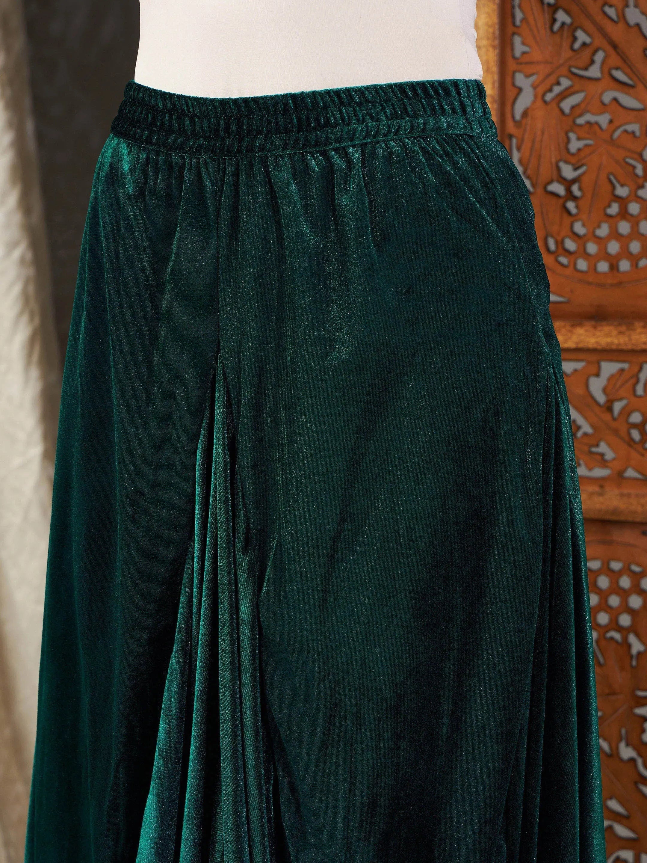 Green Velvet Dhoti Kurta Set | Women's Designer Dhoti Suits