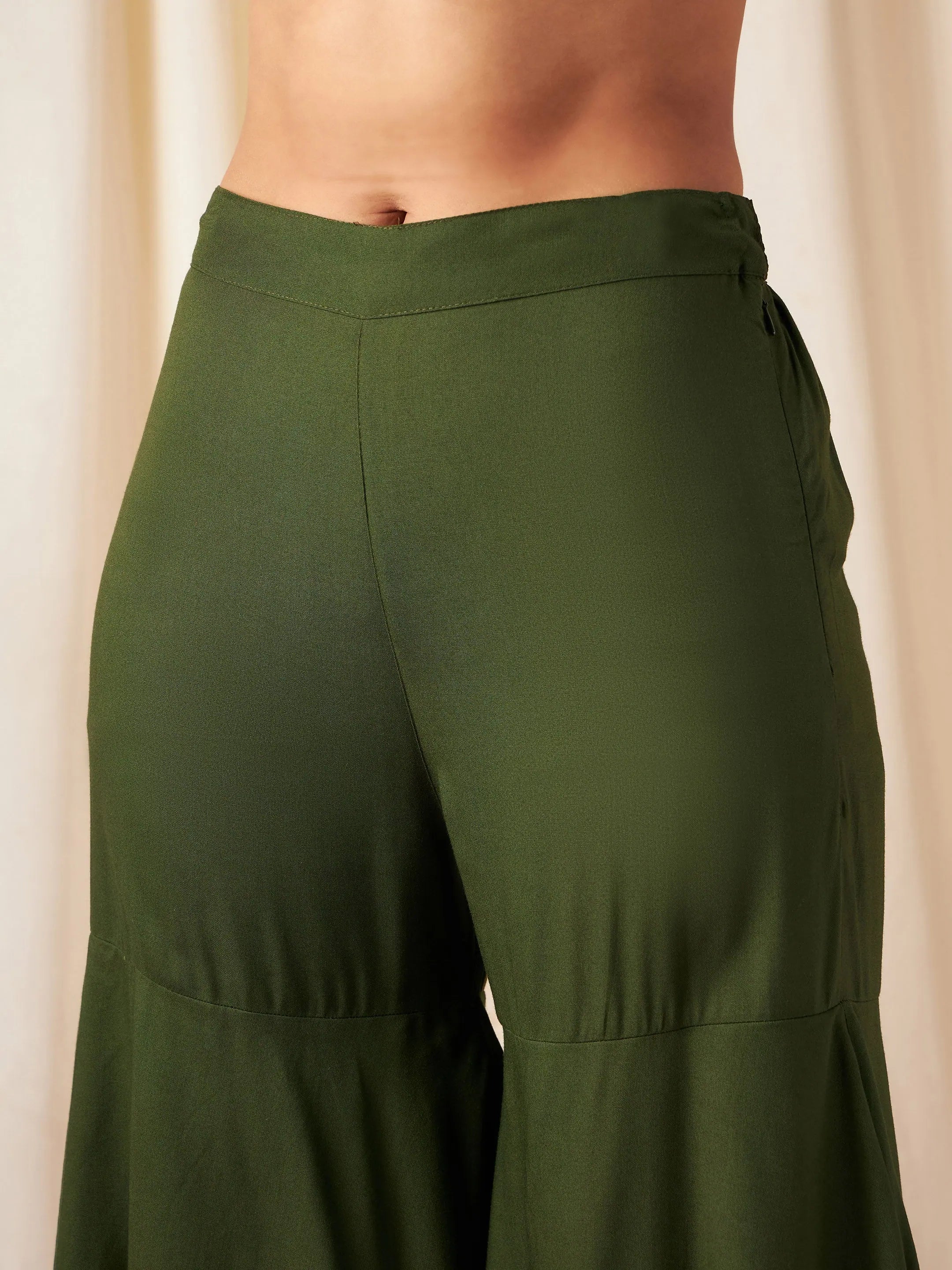 Olive Zari Strappy Top & Frilly Pants - Women's Western Outfits