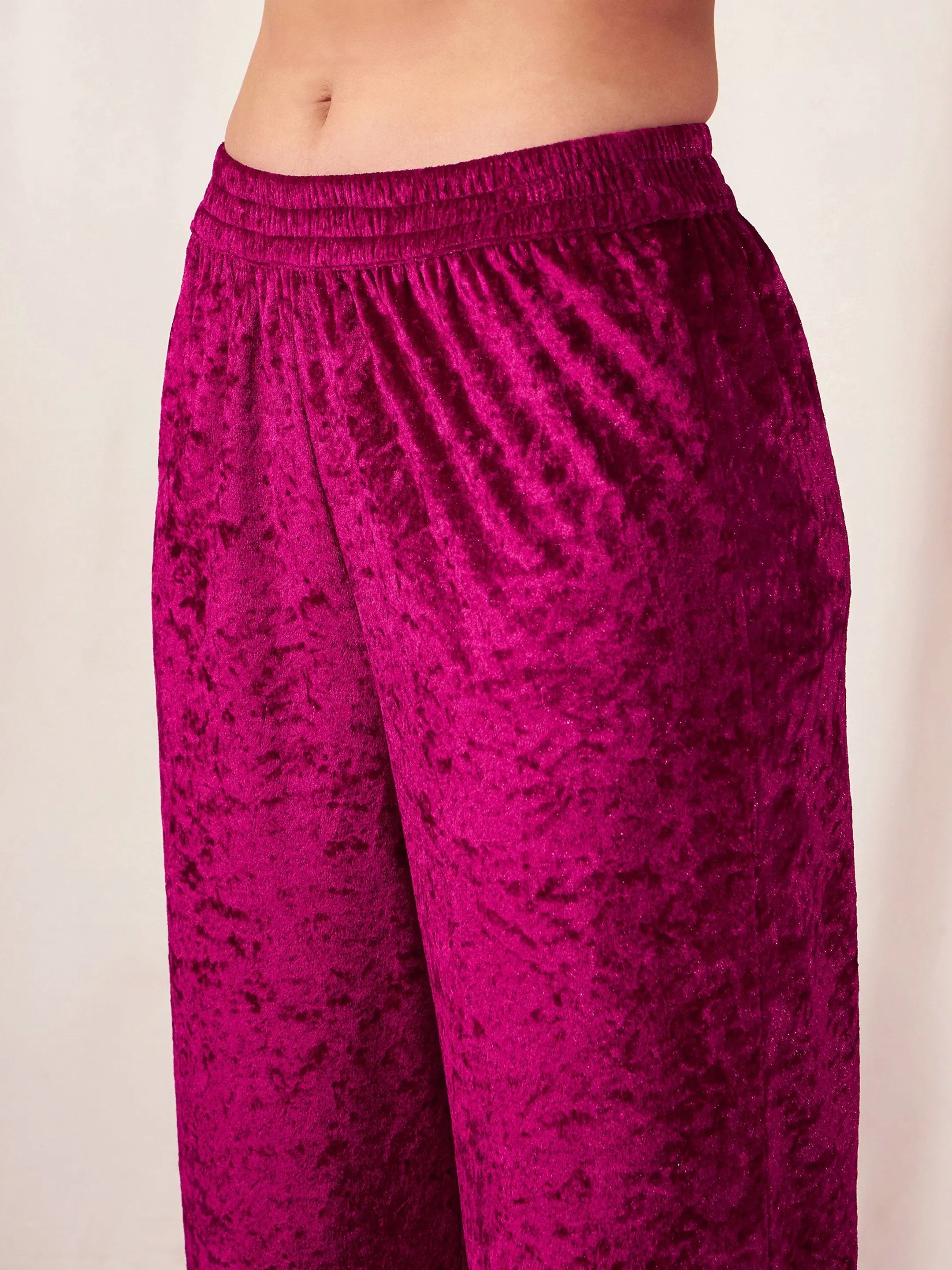 Fuchsia Velvet Straight Pants | Women's Western Clothing