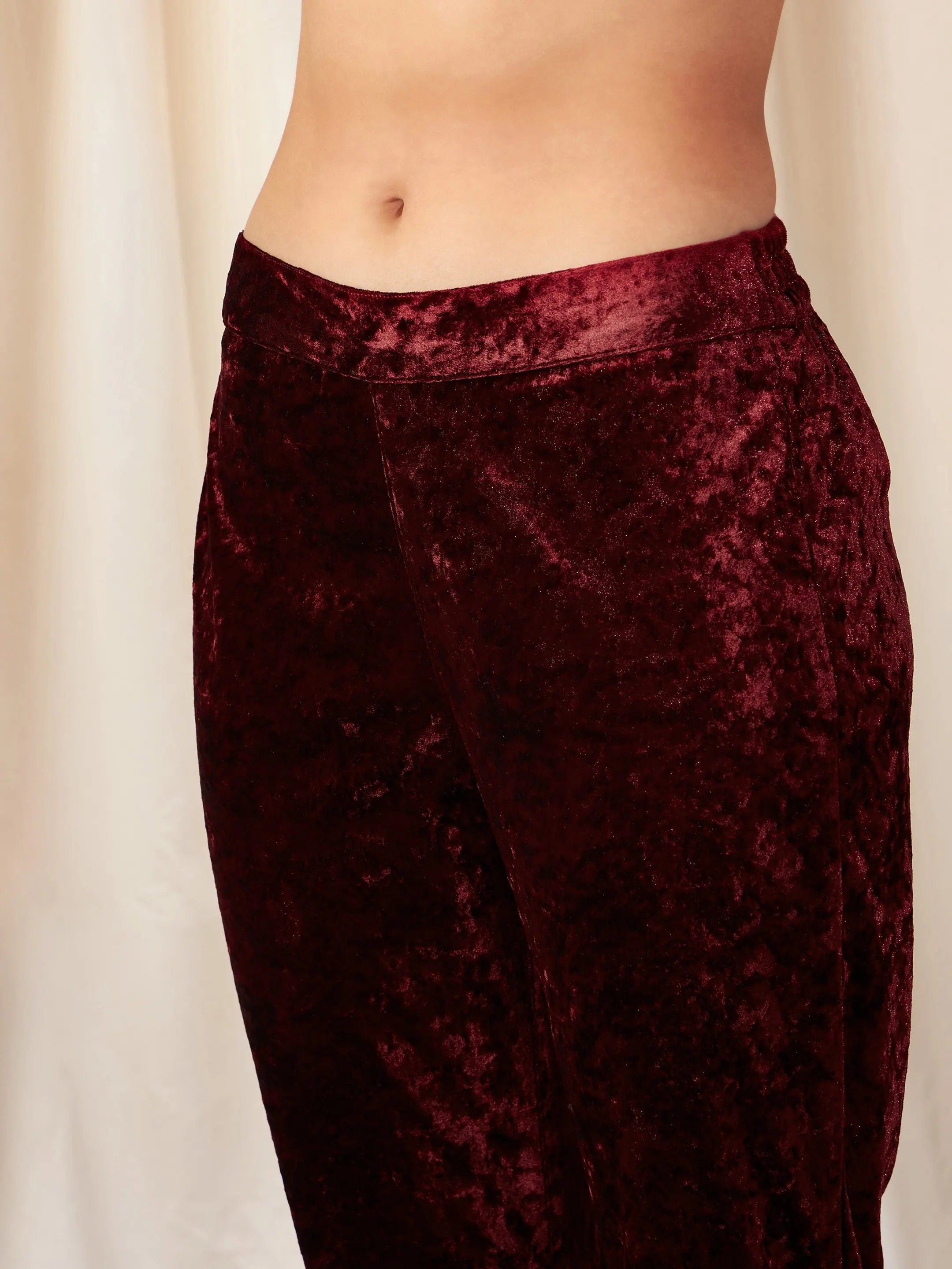 Maroon Velvet Pencil Pants - Women's Western Clothing Online