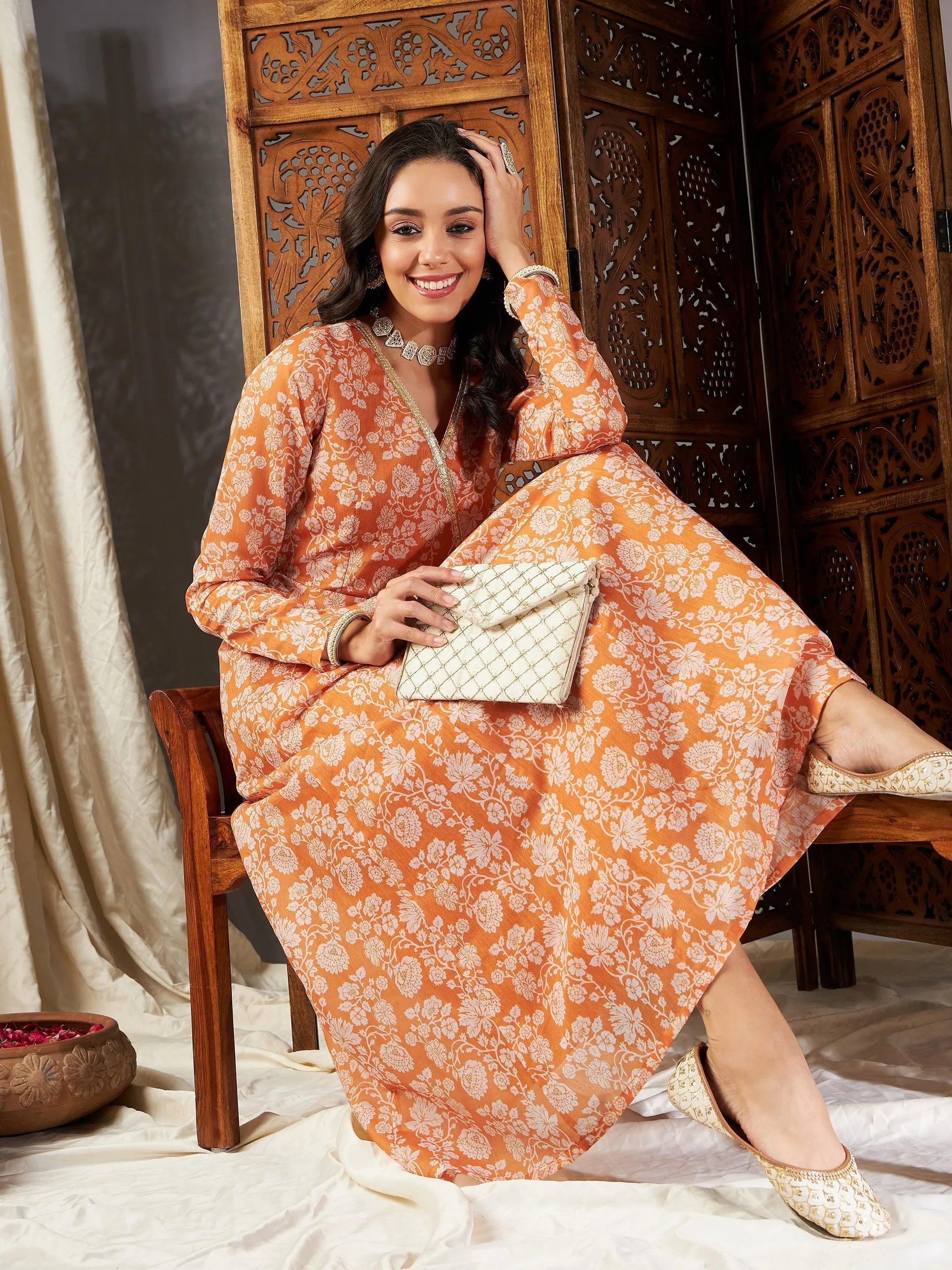 Floral Wrap Anarkali Maxi Dress | Women's Lehenga Alternative